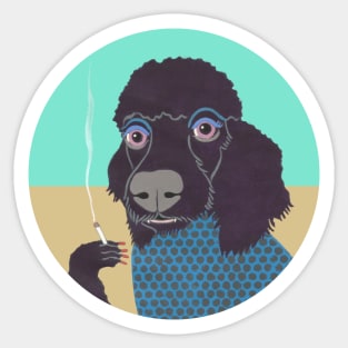 Smoking Poodle Dog Sticker